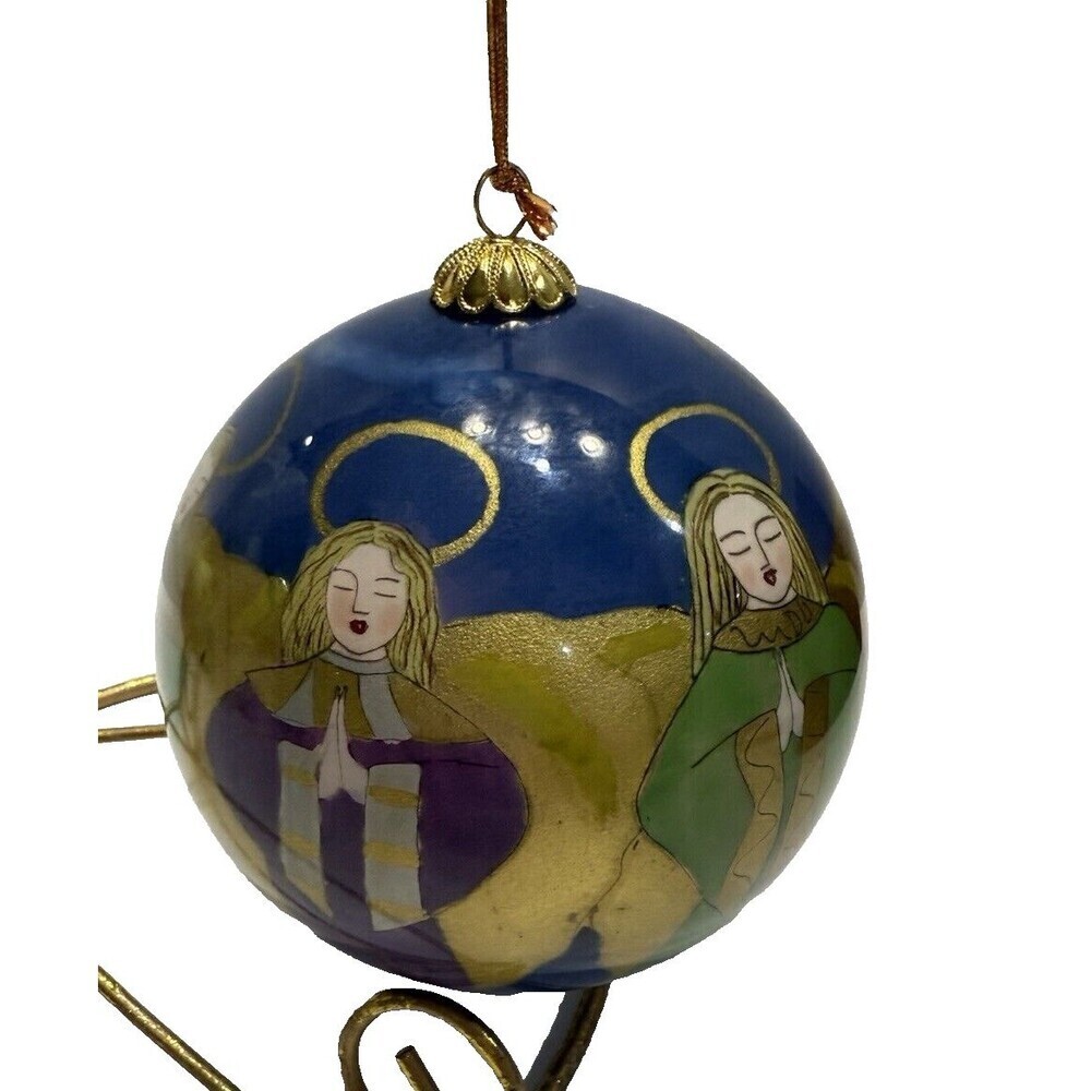 2000 Li Bien Hand Painted Christmas Ornament Pier 1 Angels Singing Praying Large